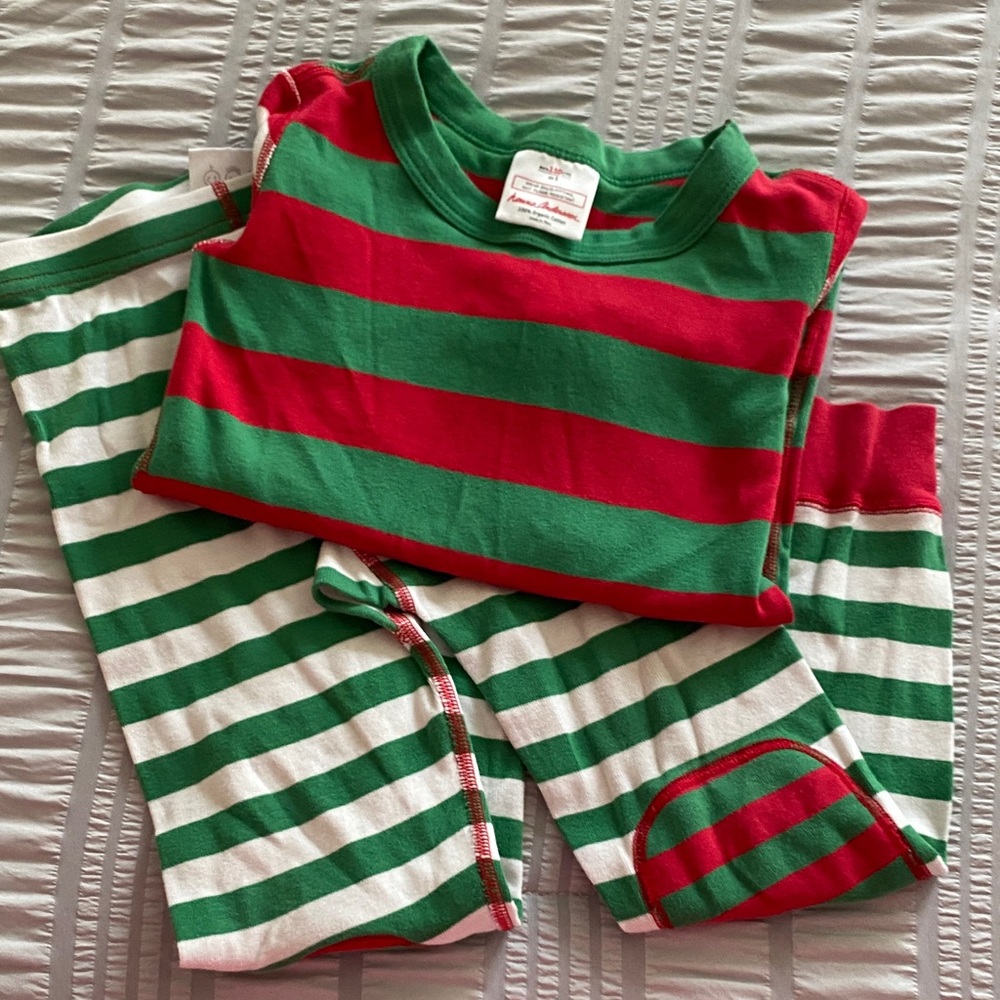 Hanna Andersson Festive Red and Green Striped Pajama Set